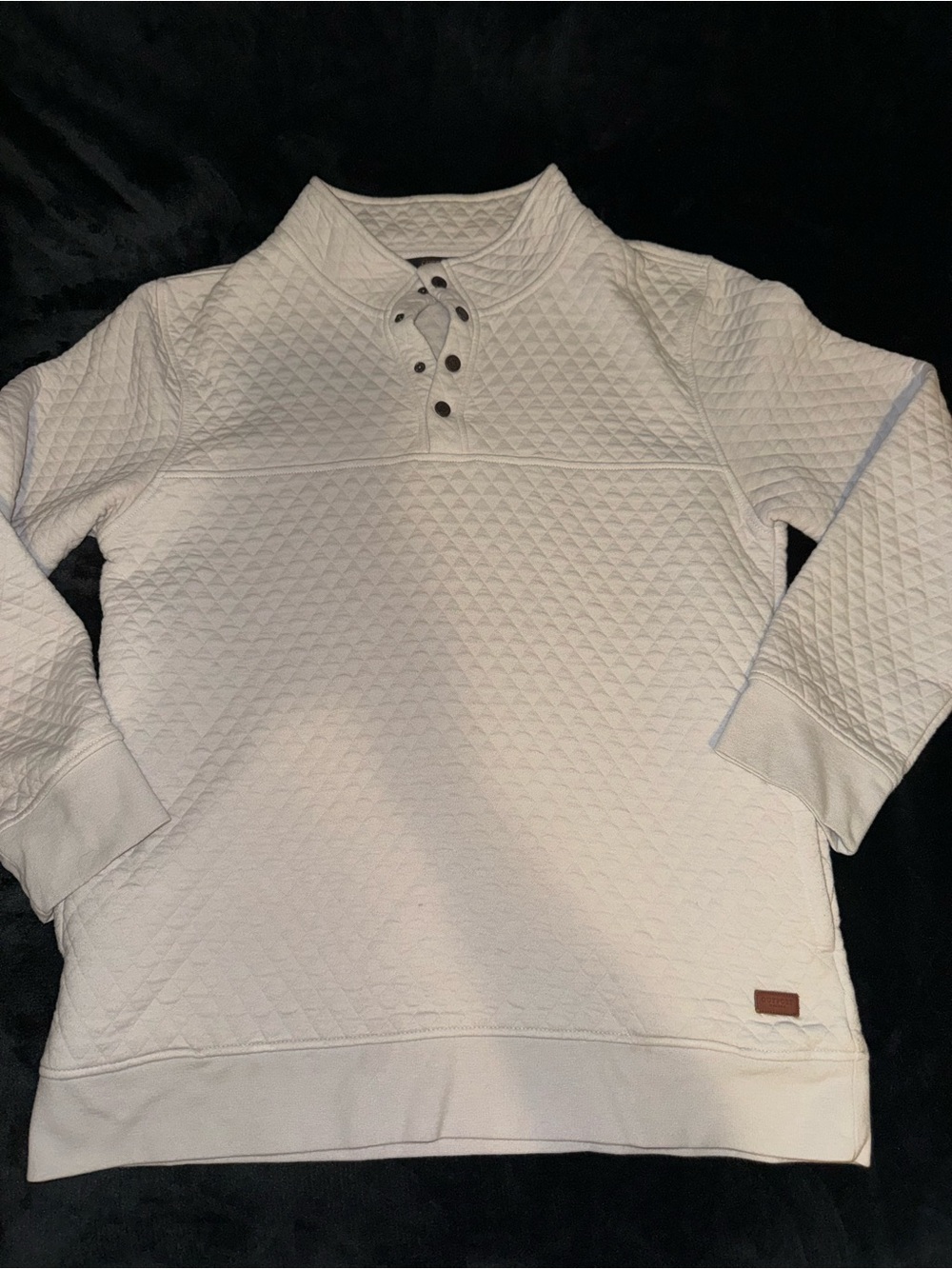 Men's Quilted Henley Pullover Shirt - White